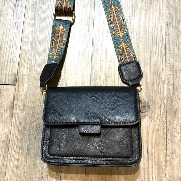 Leather Crossbody Purse with Boho Strap - Picture 1 of 7